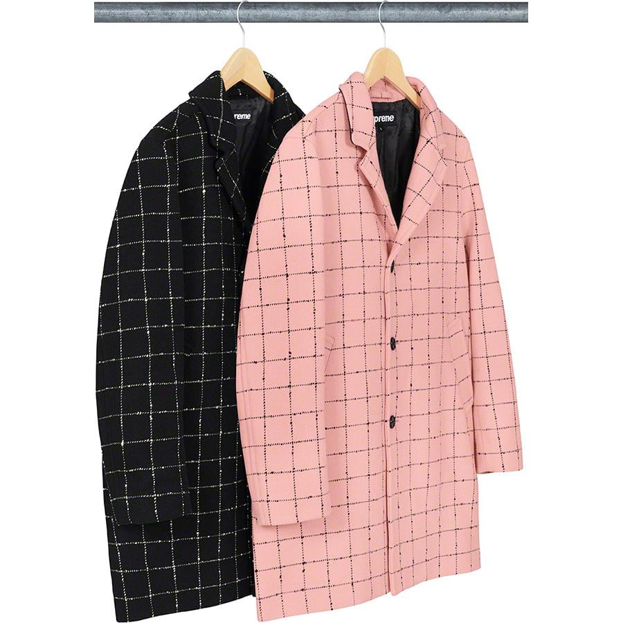 Details on Wool Windowpane Overcoat from fall winter 2019 (Price is $568)