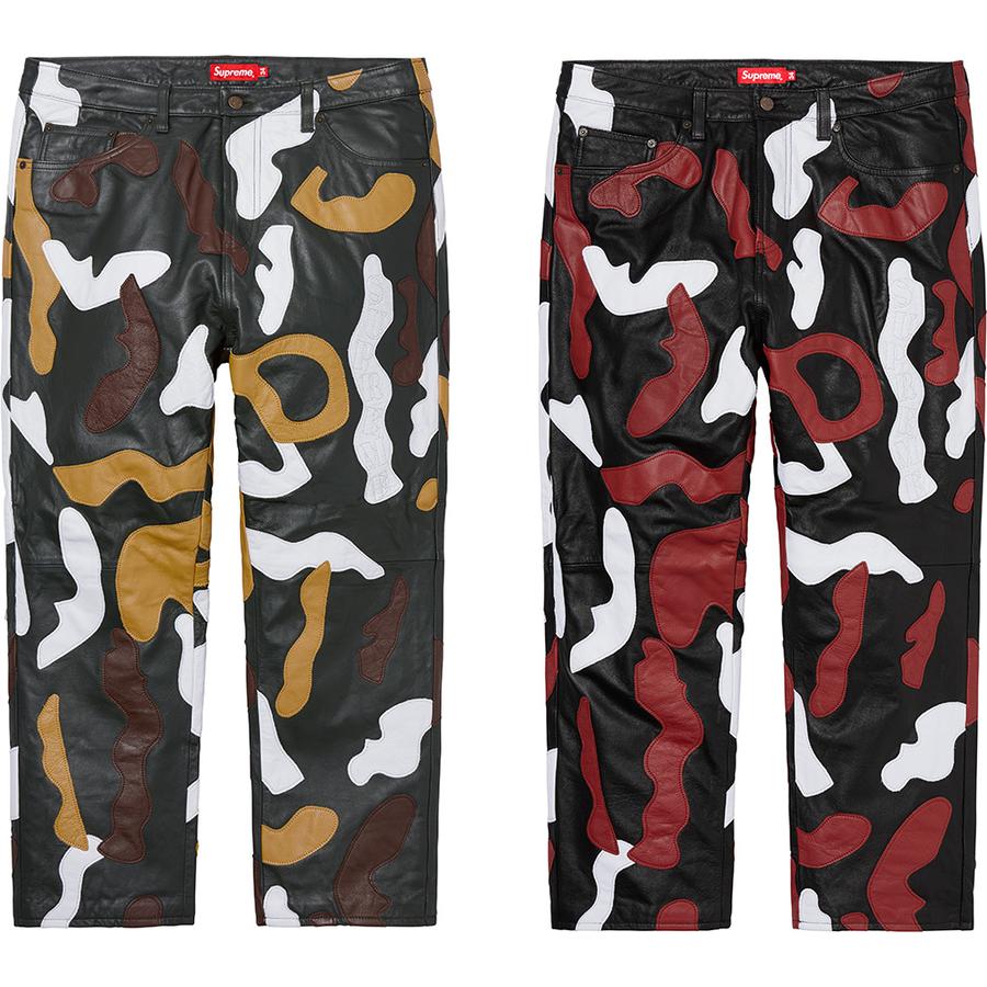 Supreme Camo Leather 5-Pocket Pant releasing on Week 12 for fall winter 19