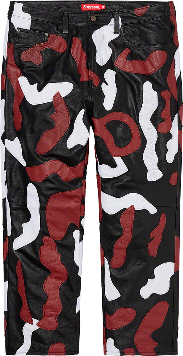 Supreme Camo Leather 5-Pocket Pant Red Camo