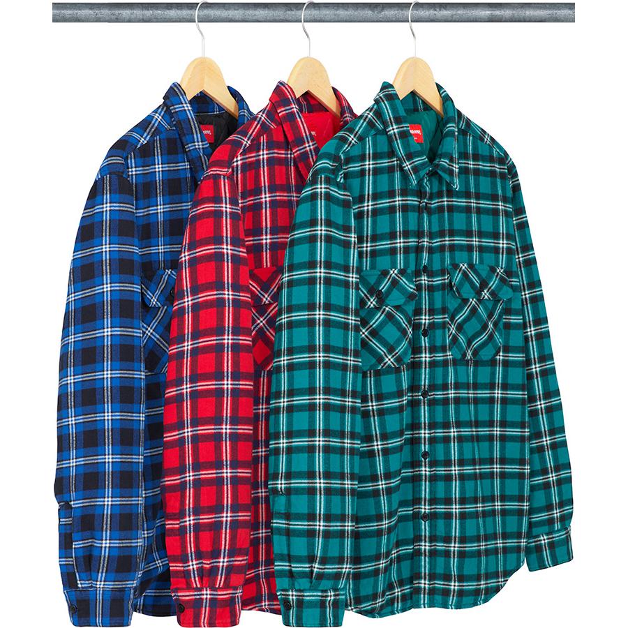 Supreme Arc Logo Quilted Flannel Shirt released during fall winter 19 season
