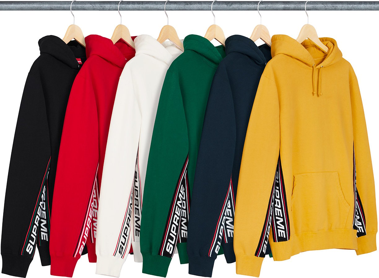 新品 S Supreme text rib hooded sweatshirt