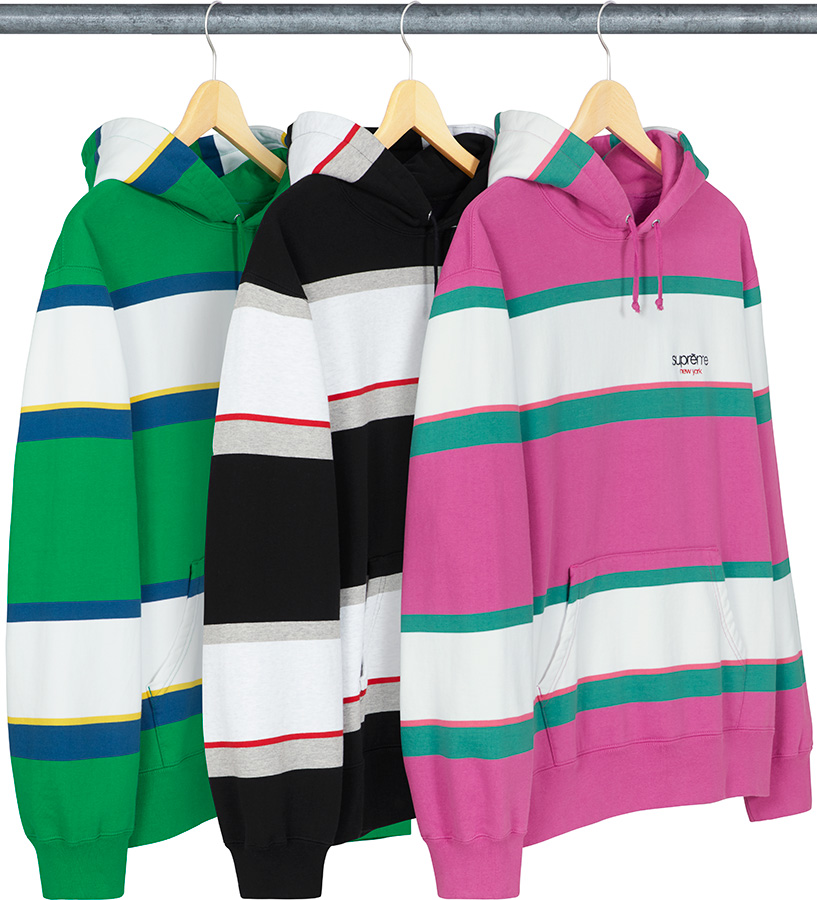 【S】 Supreme striped hooded sweatshirt