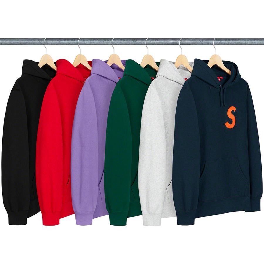 Supreme S Logo Hooded Sweatshirt for fall winter 19 season
