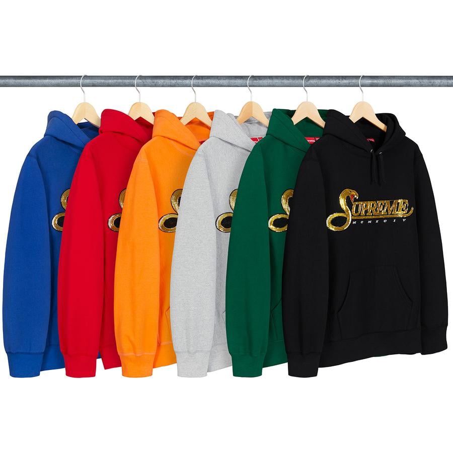 Supreme Sequin Viper Hooded Sweatshirt released during fall winter 19 season