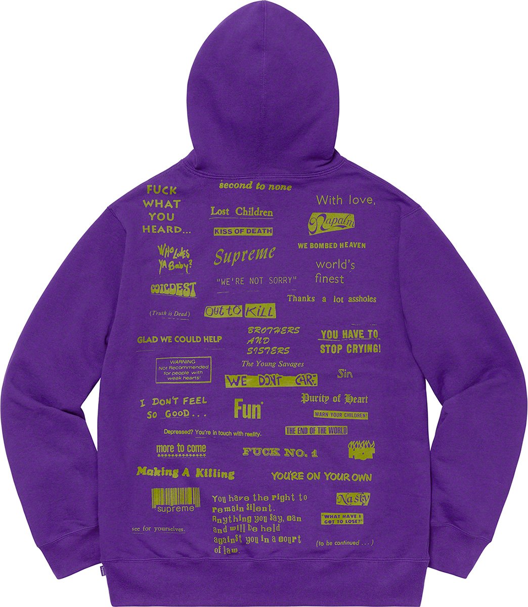 Stop Crying Hooded Sweatshirt - fall winter 2019 - Supreme