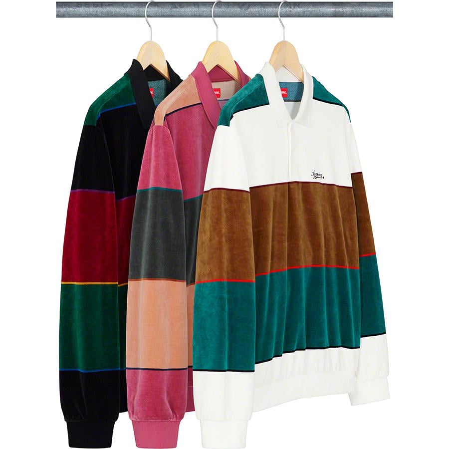 Details on Stripe Velour L S Polo from fall winter
                                            2019 (Price is $118)