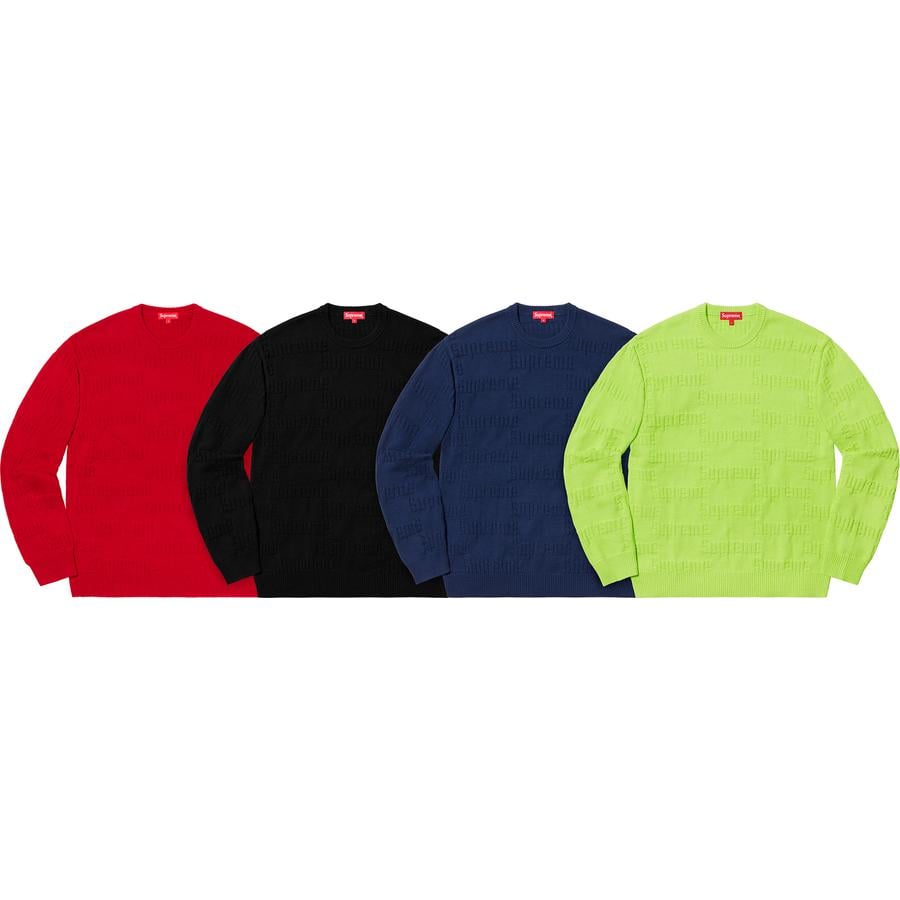Supreme Raised Logo Sweater releasing on Week 4 for fall winter 19