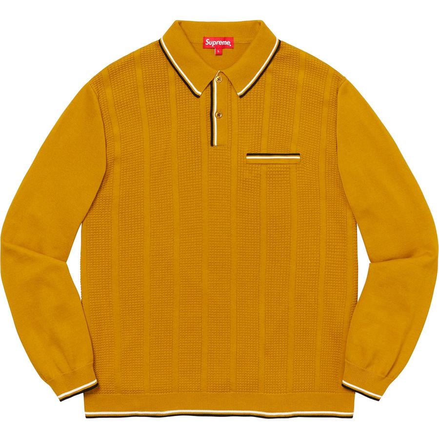 Details on Stripe Rib L S Knit Polo  from fall winter 2019 (Price is $138)