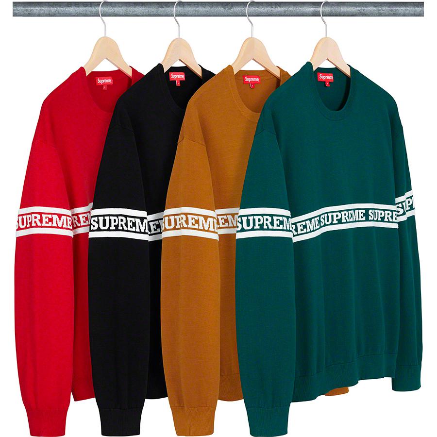 Supreme Logo Stripe Knit Top released during fall winter 19 season