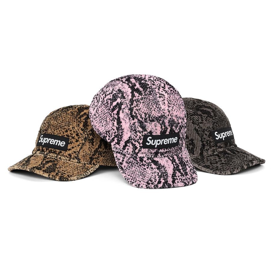 Supreme Snakeskin Corduroy Camp Cap for fall winter 20 season