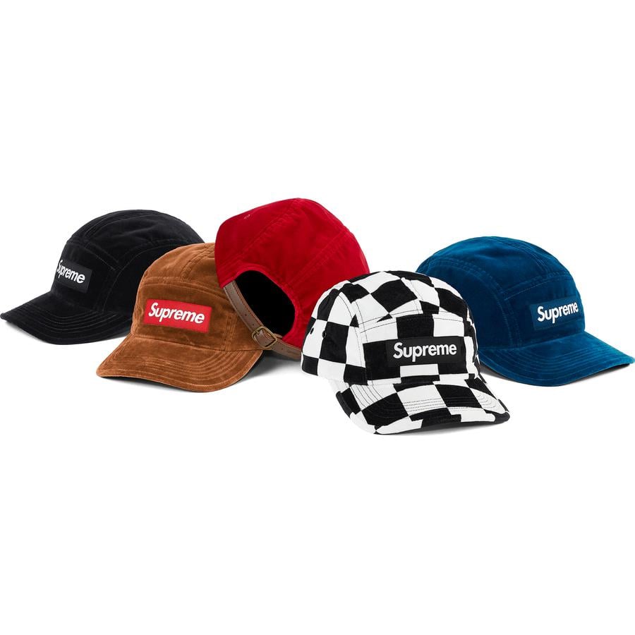 Supreme Velvet Camp Cap released during fall winter 20 season