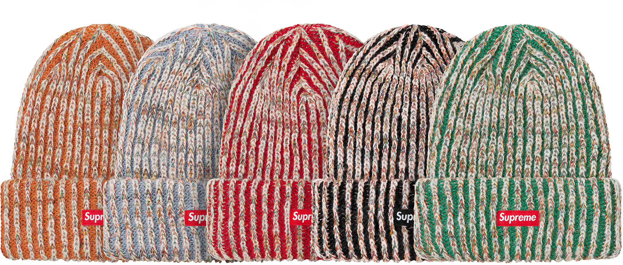 supreme Rainbow knit Loose Gauge beanie帽子