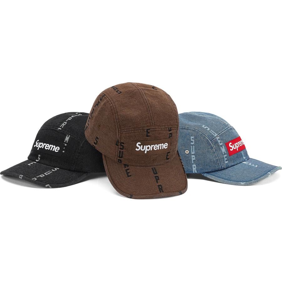 Supreme Logo Stripe Jacquard Denim Camp Cap for fall winter 20 season