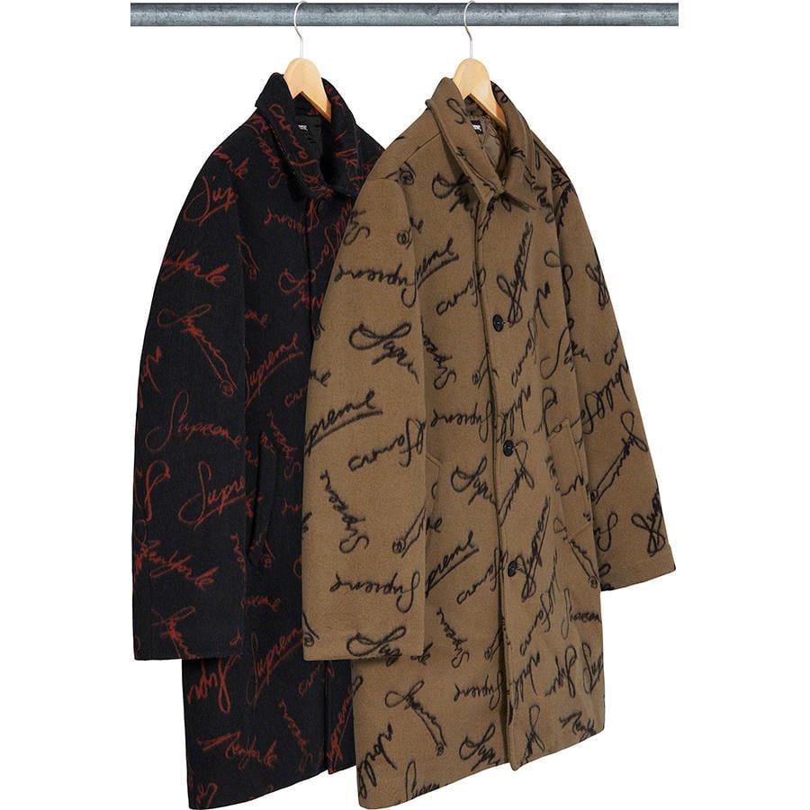 Supreme Script Logos Wool Overcoat releasing on Week 12 for fall winter 2020