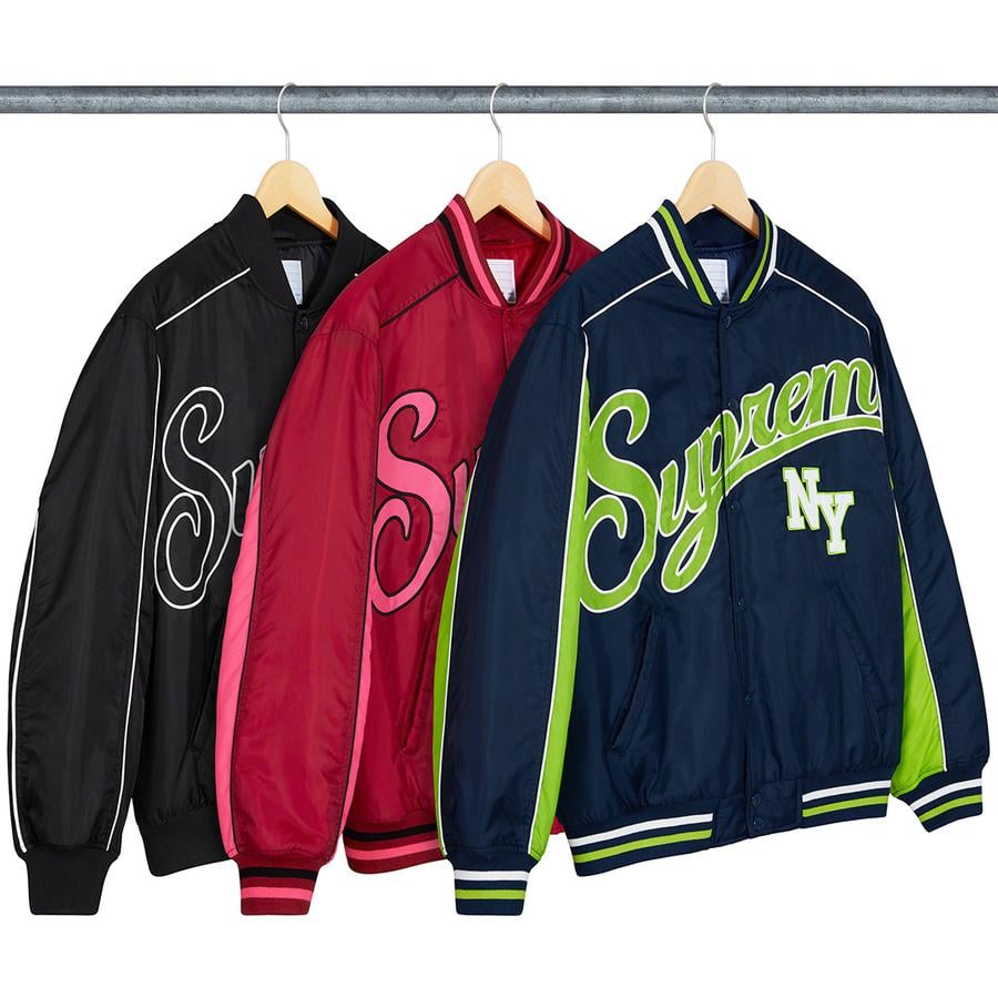 Supreme Contrast Script Varsity Jacket for fall winter 20 season