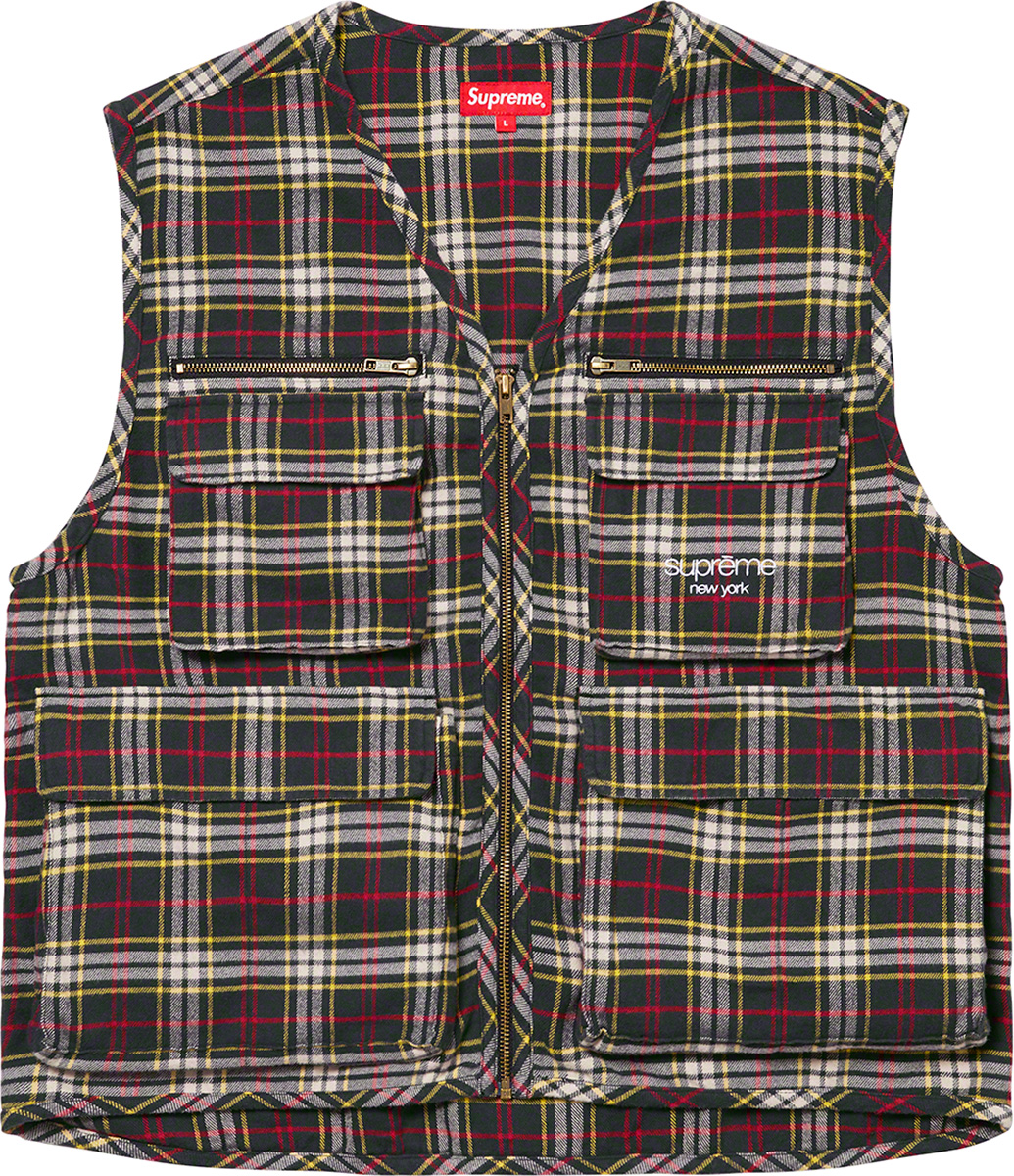 supreme Tartan Flannel Cargo Vest