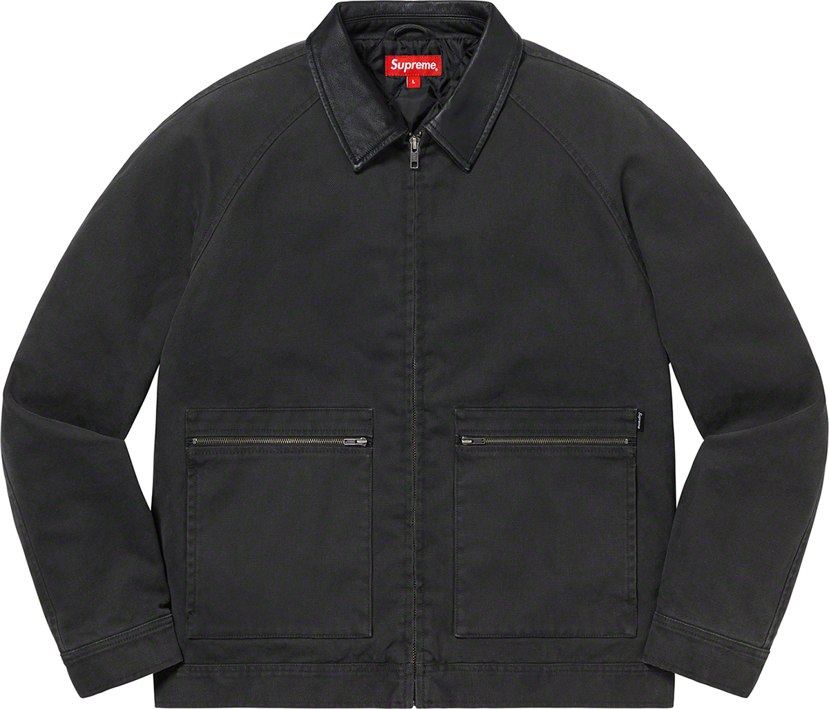 supreme Leather Collar Work Jacket