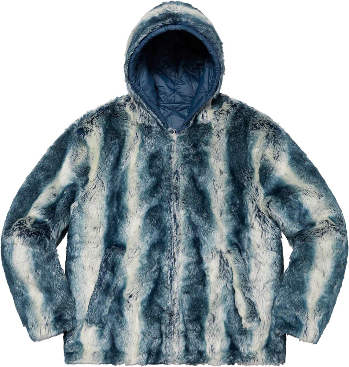 FAUX FUR HOODED JACKET - Ice