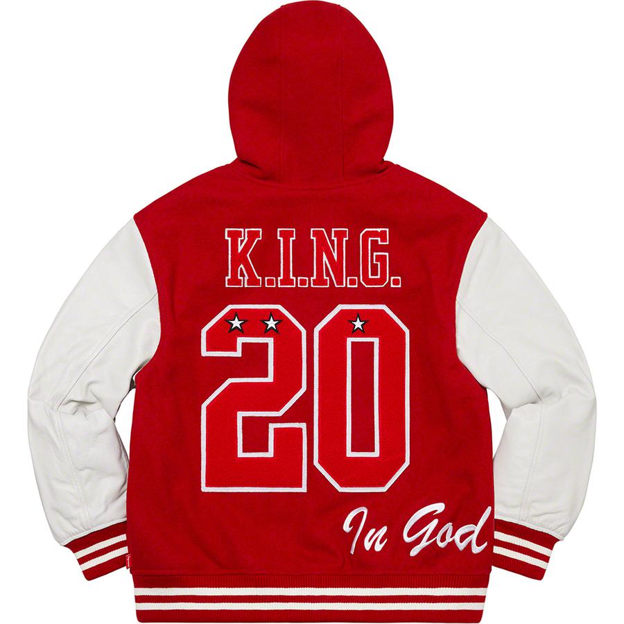 Details on King Hooded Varsity Jacket  from fall winter
                                                    2020 (Price is $448)