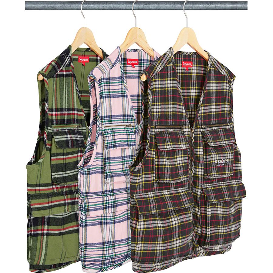 Supreme Tartan Flannel Cargo Vest released during fall winter 20 season