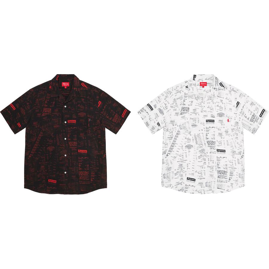 Supreme Receipts Rayon S S Shirt releasing on Week 2 for fall winter 2020