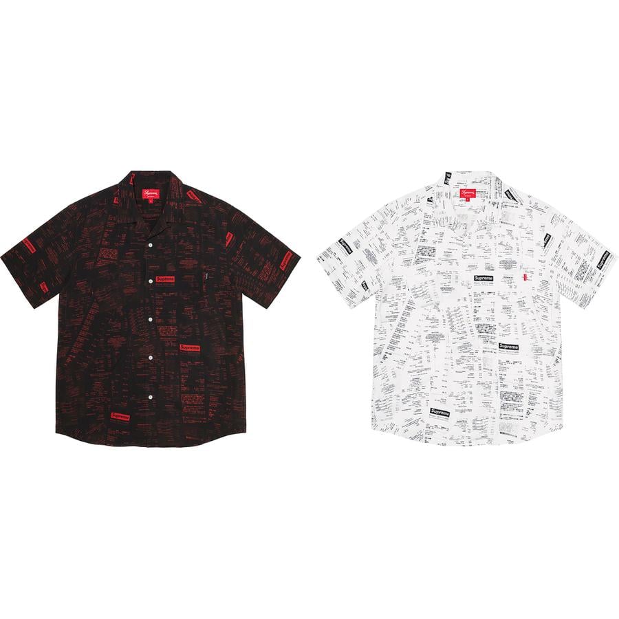 Receipts Rayon S S Shirt - fall winter 2020 - Supreme