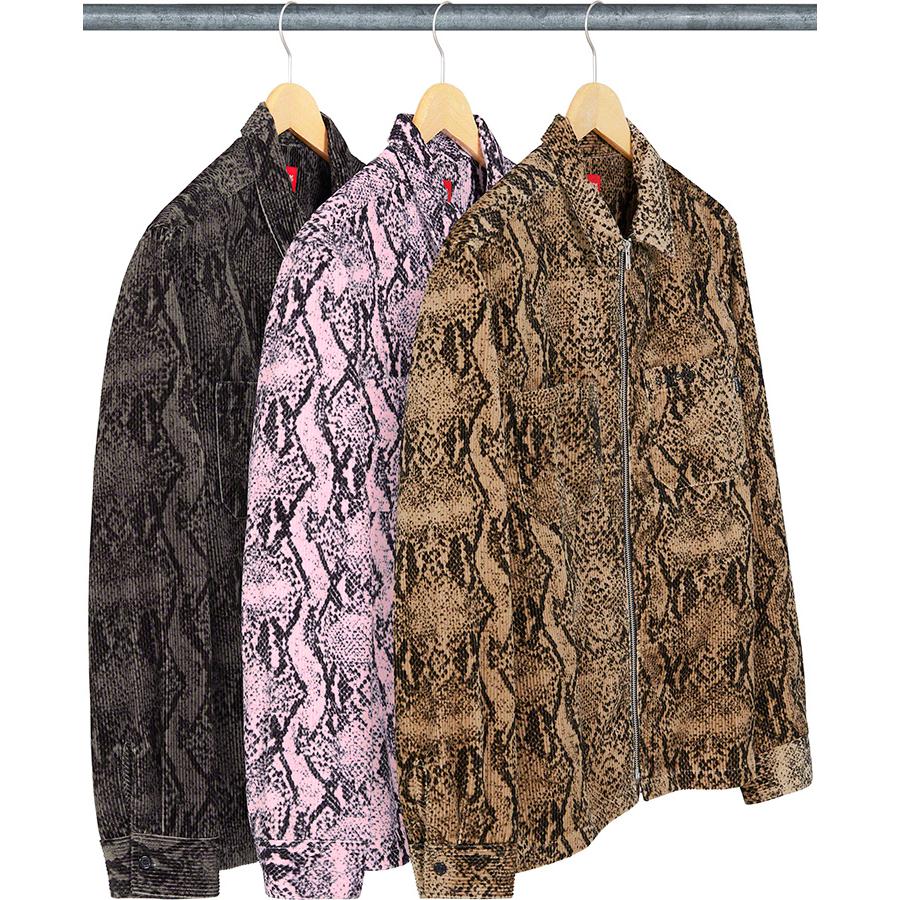 Supreme Snakeskin Corduroy Zip Up Shirt for fall winter 20 season