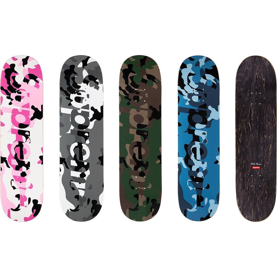 Supreme Camo Logo Skateboard released during fall winter 20 season