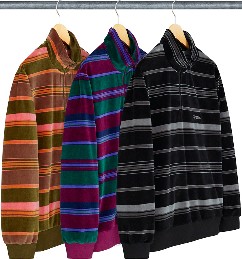Stripe Velour Half Zip Pullover - Supreme Community
