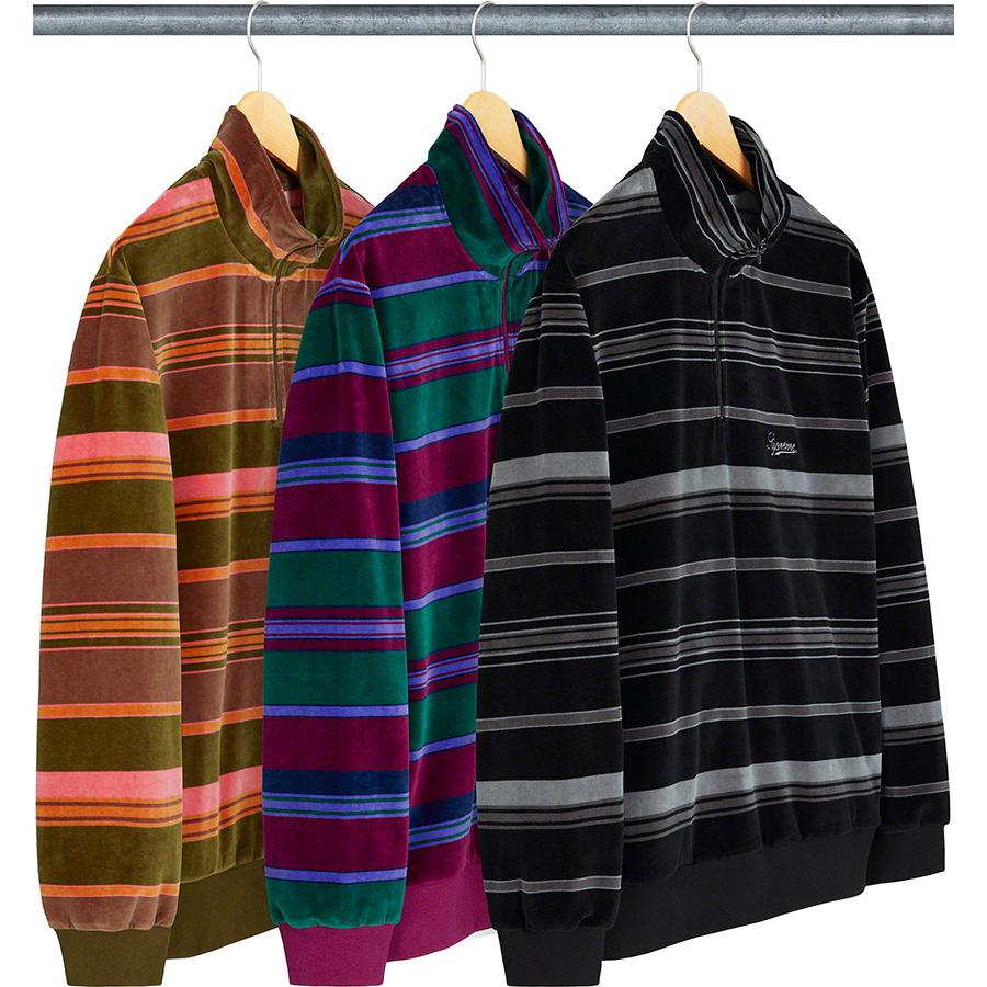 Supreme Stripe Velour Half Zip Pullover