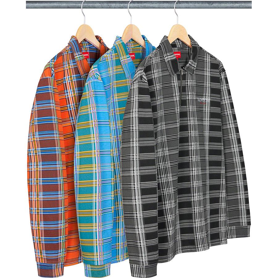 supreme Plaid Zip Up L/S Polo ジップアップ L