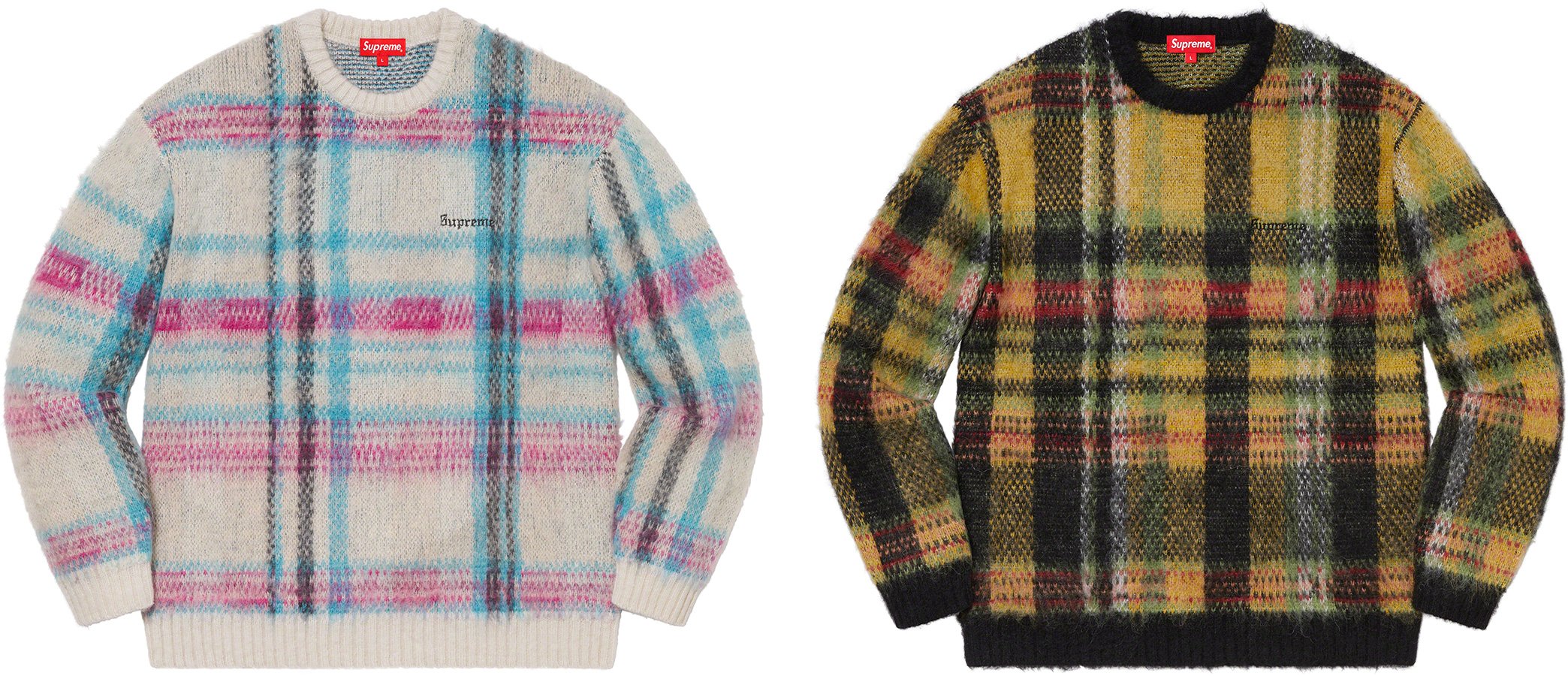 supreme  brushed plaid sweater Sサイズ