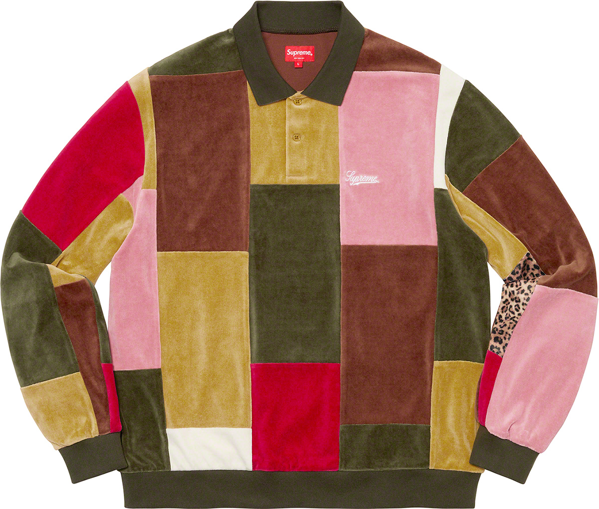 Supreme Patchwork Velour L/S Polo XL