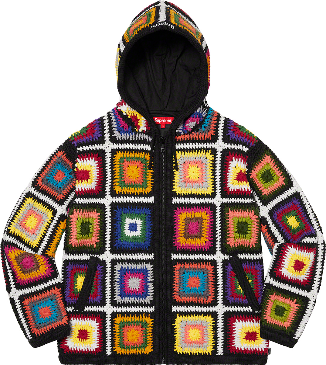 Crochet Hooded Zip Up Sweater - Supreme Community