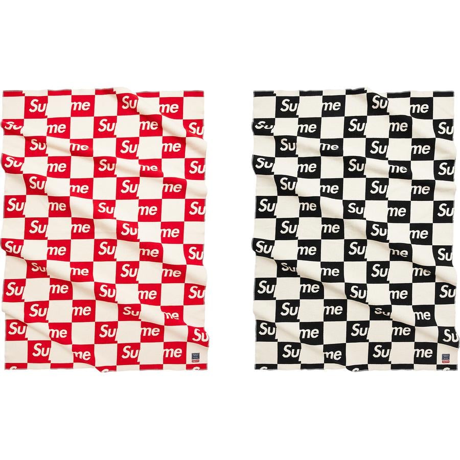 Details on Supreme Faribault Woolen Mill Checkerboard Wool Throw from fall winter
                                            2021 (Price is $348)