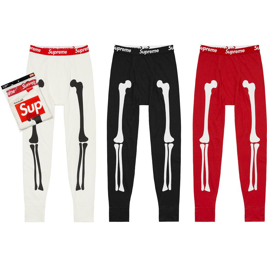 Details on Supreme Hanes Bones Thermal Pant (1 Pack) from fall winter 2021 (Price is $32)