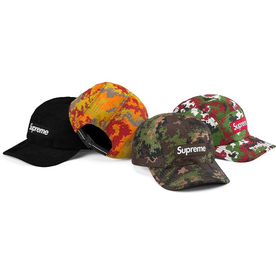 Details on Camo Ripstop Camp Cap from fall winter 2021 (Price is $48)