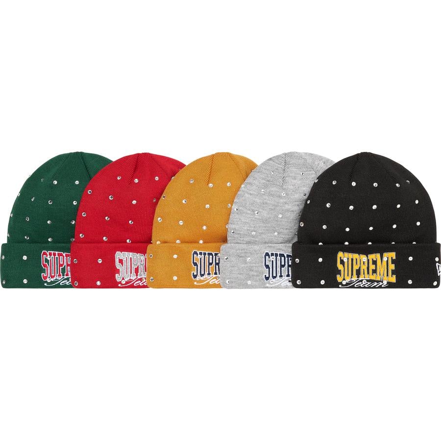 Supreme New Era Rhinestone Beanie released during fall winter 21 season