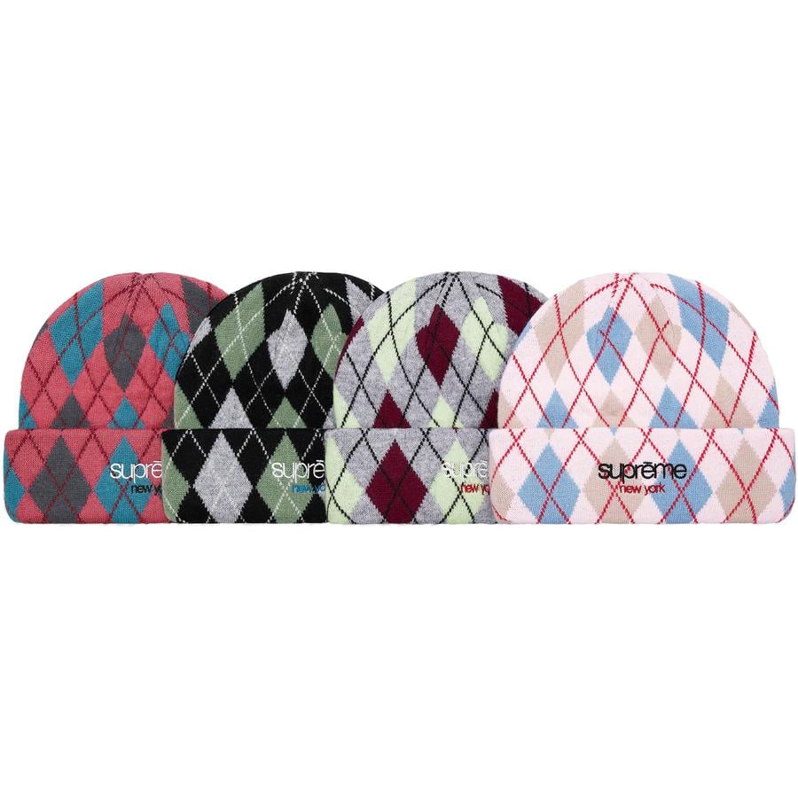 Supreme Argyle Cashmere Beanie for fall winter 21 season