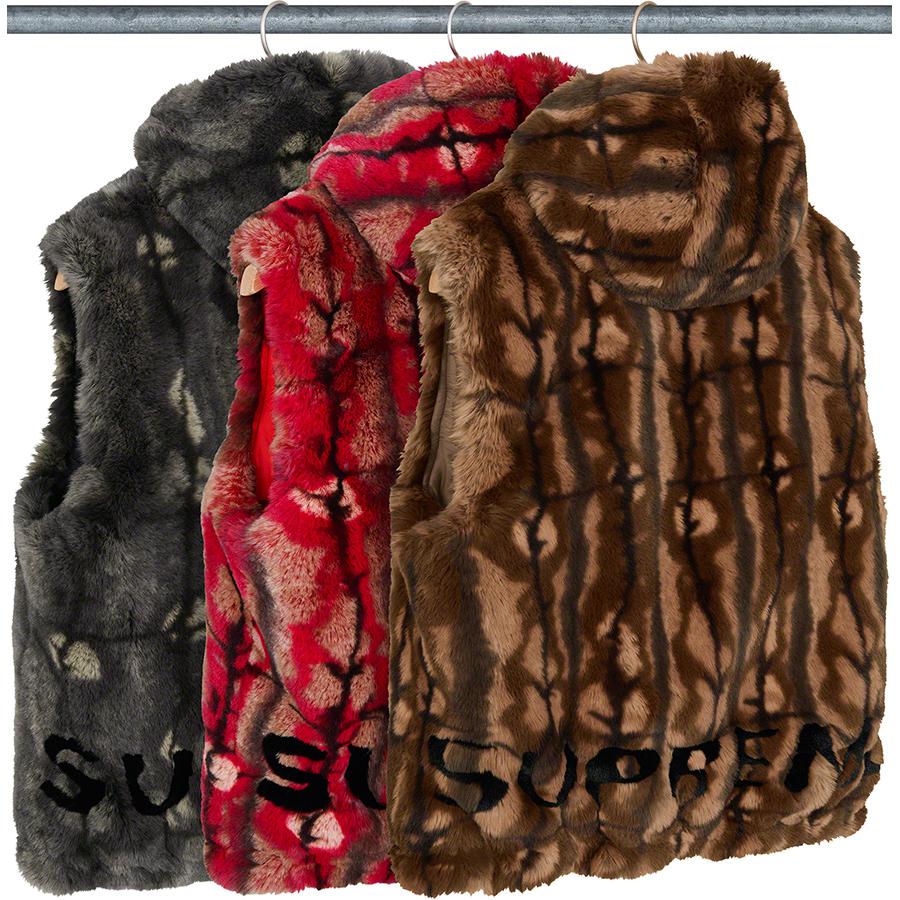 Supreme Faux Fur Hooded Vest released during fall winter 21 season