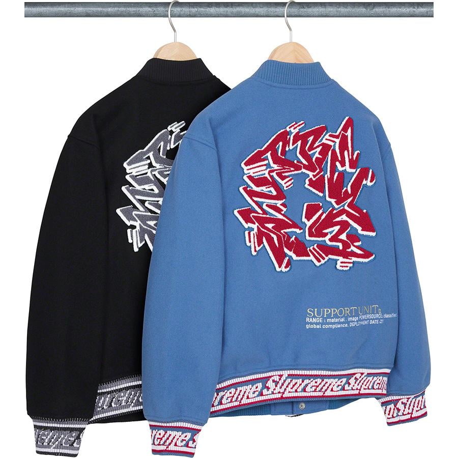 supreme support unit varsity jacket-