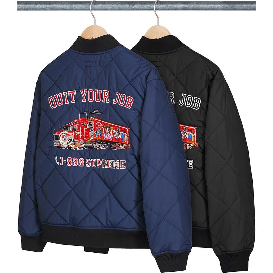 Supreme Quit Your Job Quilted Work Jacket released during fall winter 21 season