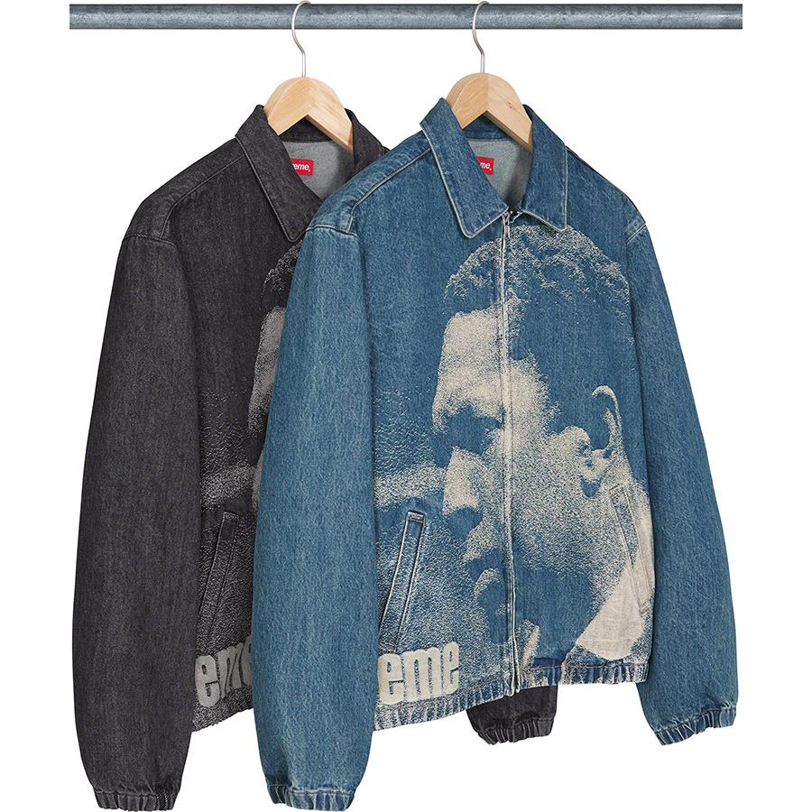 Details on John Coltrane A Love Supreme Denim Harrington Jacket from fall winter 2021 (Price is $278)