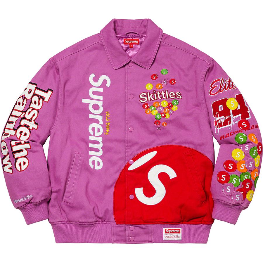 Details on Supreme Skittles <wbr>Mitchell & Ness Varsity Jacket  from fall winter
                                                    2021 (Price is $368)