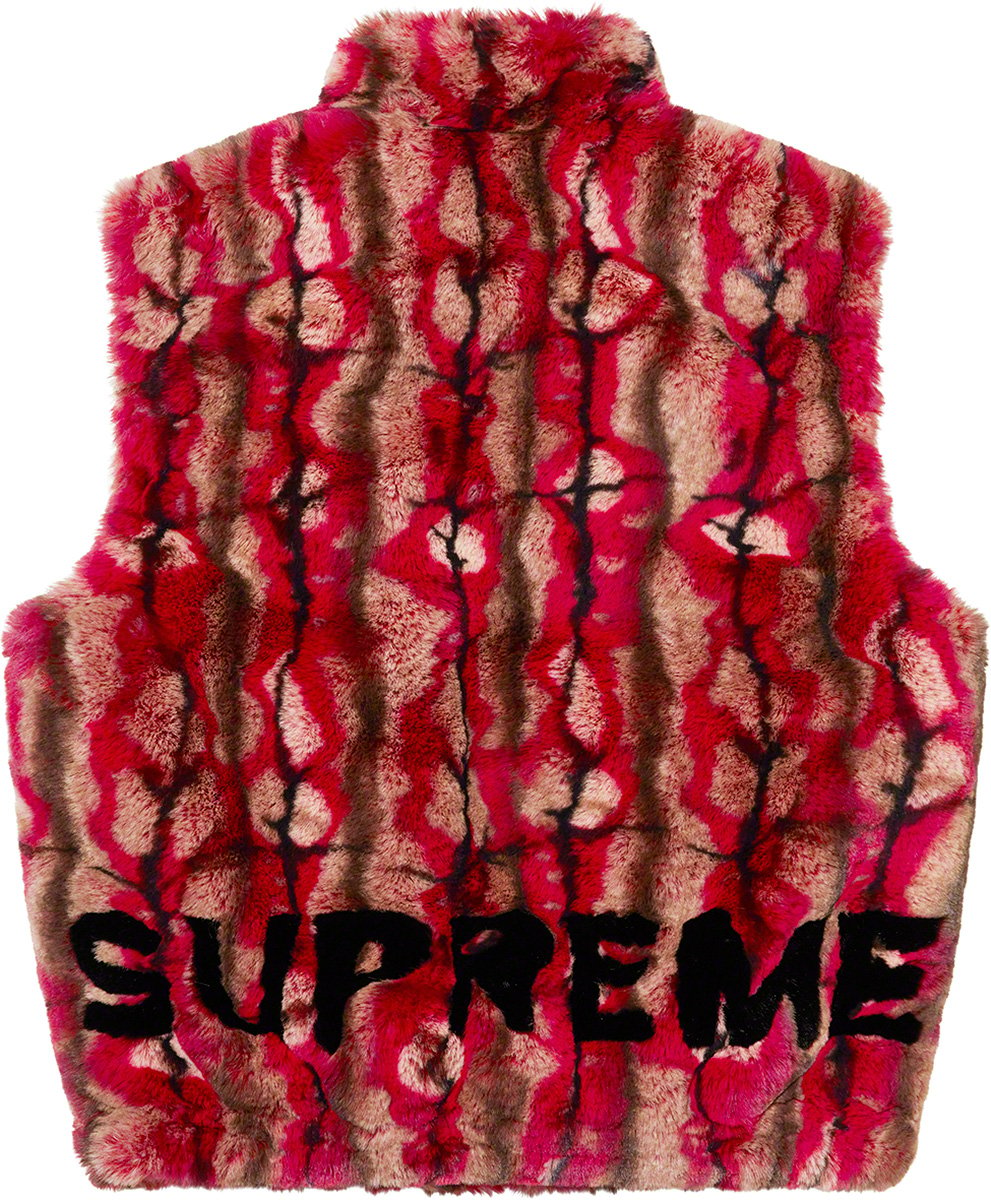 Supreme Faux Fur Hooded Vest Red-