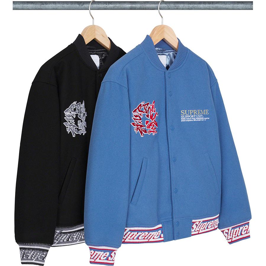 Details on Support Unit Varsity Jacket  from fall winter
                                                    2021 (Price is $388)