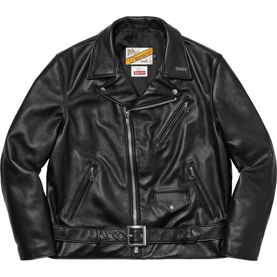 Details on Supreme Schott The Crow Perfecto Leather Jacket  from fall winter
                                                    2021 (Price is $798)