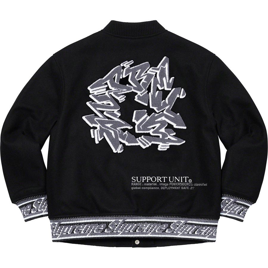 Details on Support Unit Varsity Jacket  from fall winter
                                                    2021 (Price is $388)