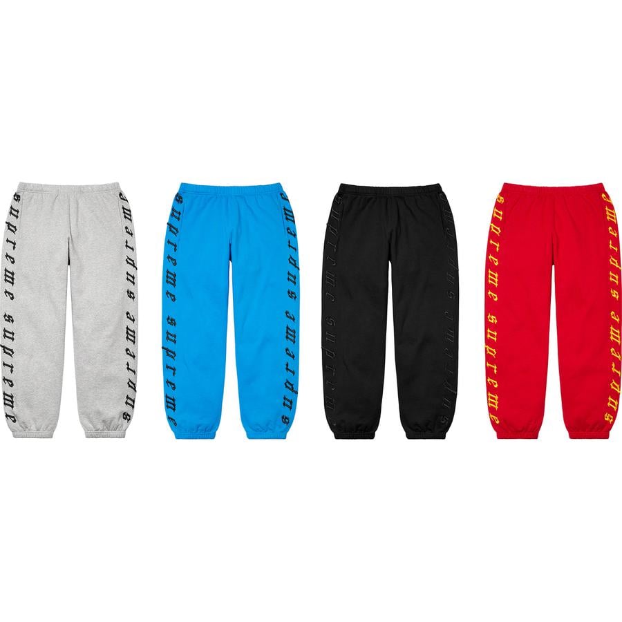 Supreme Raised Embroidery Sweatpant for fall winter 21 season