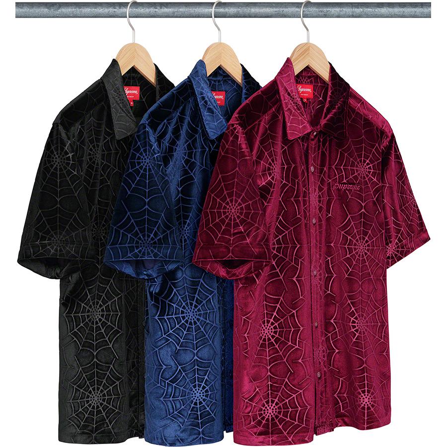 Details on Spider Web Velvet S S Shirt from fall winter 2021 (Price is $138)